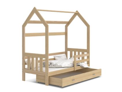 Lit Cabane 2 Pin 80x160livré Avec Sommier, Tiroir Et Matelas De 7cm Offert.