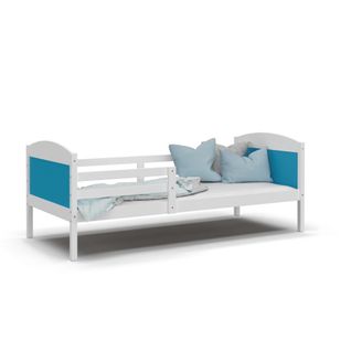 Lit Enfant Mati 90x190 Blanc - Bleu Livré Avec Sommiers