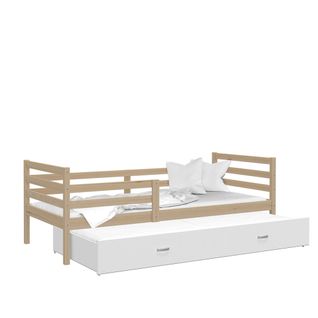 Lit Gigogne Milo 90x190 Pin - Blanc Livré Avec Sommiers, Tiroir Et Matelas En Mousse De 7cm