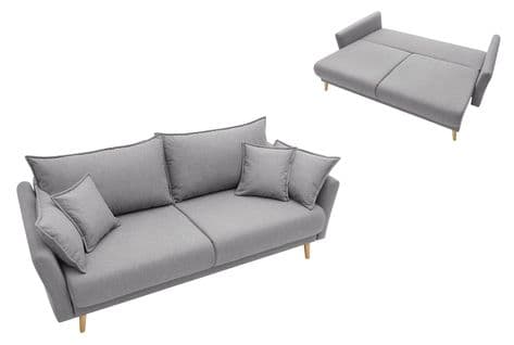 Canapé 3 places convertible MIA Tissu gris clair