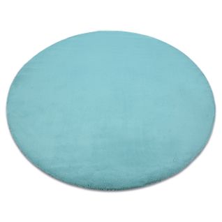 Tapis Bunny Cercle Aqua Bleu Imitation De Fourrure De Lapin Cercle 80 Cm