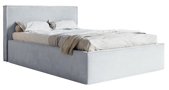 Lit Capitonné Double 180x200 Lucera En Velours Gris Clair