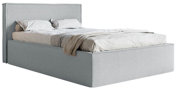 Lit Capitonné Double 160x200 Lucera En Tissu Chenille Gris