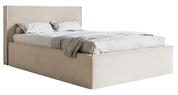 Lit Capitonné Double 160x200 Lucera En Velours Grège