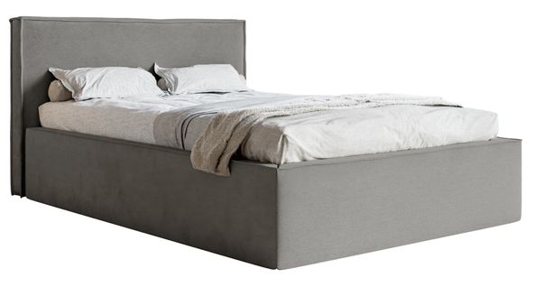 Lit Capitonné Double 160x200 Lucera En Velours Gris