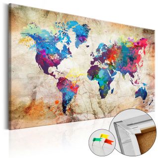 Tableau En Liège "carte Du Monde - World Map : Urban Style" 80 X 120 Cm