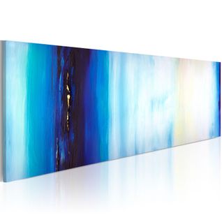 Tableau Peint à La Main "liquide Bleu" 40x100cm