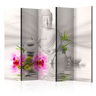 Paravent 5 Volets "buddha et Orchids" 172x225cm