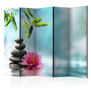 Paravent 5 Volets "water Lily et Zen Stones" 172x225cm