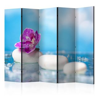 Paravent 5 Volets "pink Orchid et White Zen Stones" 172x225cm