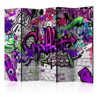 Paravent 5 Volets "purple Graffiti" 172x225cm