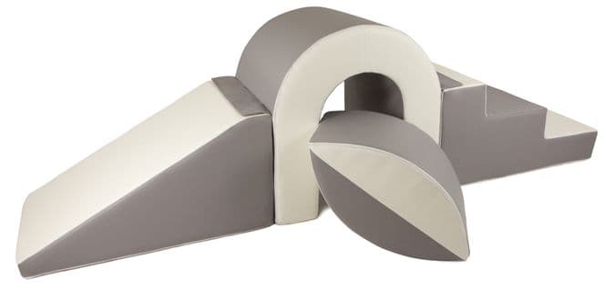 Set De Blocs En Mousse 4 Éléments Avec Petit Pont Blanc, Gris