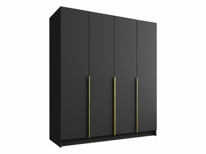 Armoire Atlanta 199, Noir-doré, 215x200x58cm