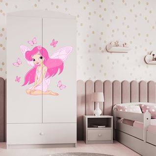 Armoire 2 Portes 1 Tiroir Babydream La Fée Aux Papillons - Blanc