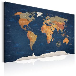 Tableau Imprimé "world Map : Ink Oceans" 80 X 120 Cm
