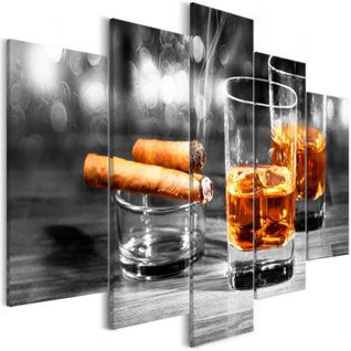 Tableau Imprimé "cigars et Whiskey 5 Panneaux Wide" 100x225cm