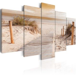 Tableau Imprimé "morning On The Beach Sepia" 50 X 100 Cm