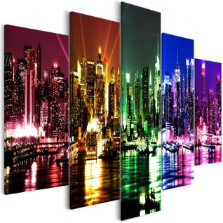 Tableau Imprimé "rainbow New York 5 Panneaux Wide" 100x225cm