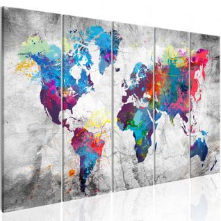 Tableau Imprimé "world Map : Spilt Paint" 90 X 225 Cm