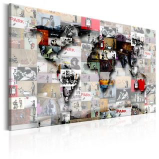 Tableau Imprimé "map - Banksy Inspiration" 40 X 60 Cm