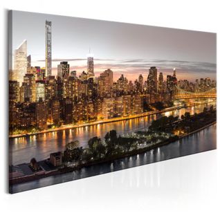 Tableau Imprimé "evening Manhattan" 35 X 70 Cm