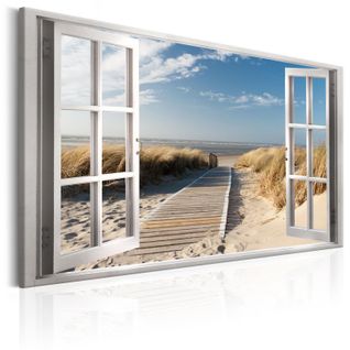 Tableau Imprimé "window : View Of The Beach" 60 X 90 Cm