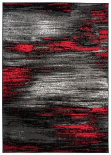 Tapis De Salon Chambre Ado Design Moderne Gris Noir Rouge Moucheté Fin Maya 80x150
