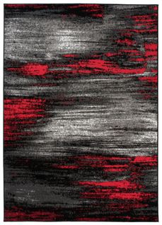 Tapis De Salon Chambre Ado Design Moderne Gris Noir Rouge Moucheté Fin Maya 200x250