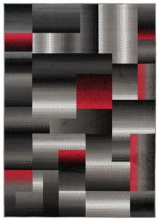 Tapis De Salon Chambre Ado Design Moderne Noir Gris Rouge Géométrique Fin Maya 160x220