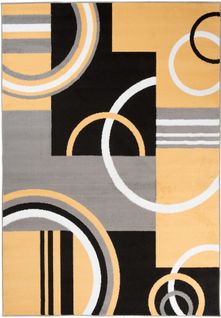 Tapis Salon Rectangle Jaune Noir Géométrique Maya 140x200