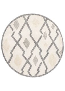 Tapis Extérieur Intérieur Beige Gris 3d Géométrique  Ø 80 Cm Viera Rond