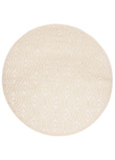 Tapis Extérieur Intérieur Beige Crème 3d Ikat Boucle Ø 160 Cm Viera Rond