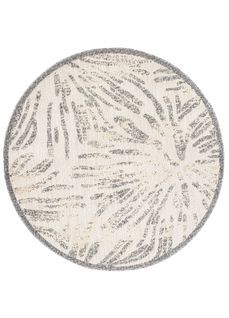 Tapis Extérieur Intérieur 3d Beige Gris Fleurs Ø 160 Cm Viera Rond