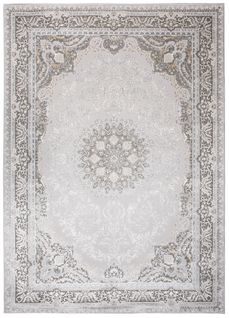 Tapis Salon Chambre Brillant Gris Crème Beige Vintage Floral Effet 3d Oeko-tex 80x150 cm