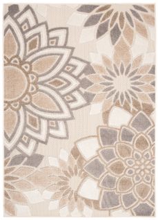 Tapis Extérieur Intérieur Beige Gris Rosette 120x170 cm