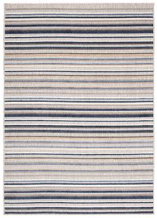 Tapis Extérieur Intérieur Bleu Beige Gris Rayures 80x150 cm