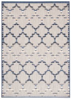 Tapis Extérieur Intérieur Bleu Beige Gris Trèfle 80x150 cm