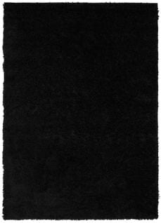 Tapis Salon Noir Unicolore Moelleux Poil Long Shaggy 80 X 150 Cm