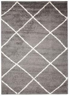 Tapis Séjour Gris Blanc Losanges Moelleux Epais 200x290