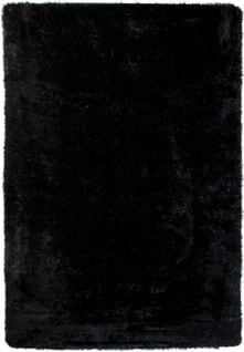 Tapis Salon Chambre Antidérapant Bébé Noir Uni Shaggy Super Doux 80x150 cm