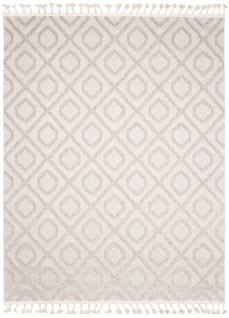 Tapis Extérieur Intérieur Crème Beige Marocain Franges Effet 3d Boucle 140x200 cm