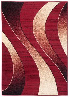 Tapis De Salon Moderne Rouge Beige Vagues Fin Dream 120x170