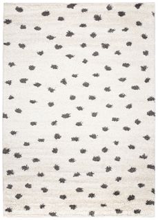 Tapis Salon Chambre Ado Crème Anthracite Pois Moelleux 140x200 cm