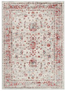 Tapis Poil Court Vintage Roux Gris Bleu Floral Salon 120x170