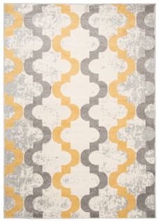 Tapis Salon Chambre Jaune Gris Crème Marocain Géométrique Doux 200 X 290 Cm Lazur