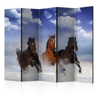 Paravent 5 Volets "horses In The Snow" 172x225cm