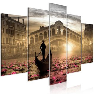 Tableau 5 Panneaux "magic Venice Wide Orange" 100 X 200 Cm