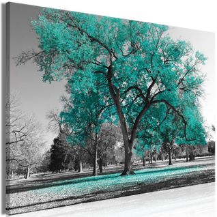 Tableau Imprimé "autumn In The Park Wide Turquoise" 60 X 90 Cm