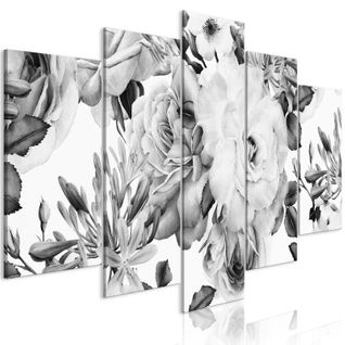 Tableau 5 Panneaux "rose Composition Wide Black et White" 100 X 200 Cm