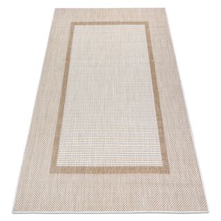 Tapis Sizal Sion Cadre 21782 Tissé à Plat Ecru / Beige 120x170 Cm